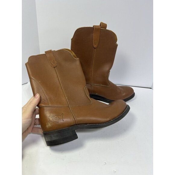 Vintage USA Made Leather Western Boots Vulcan Heel Handmade Quality Size 10 main image 5